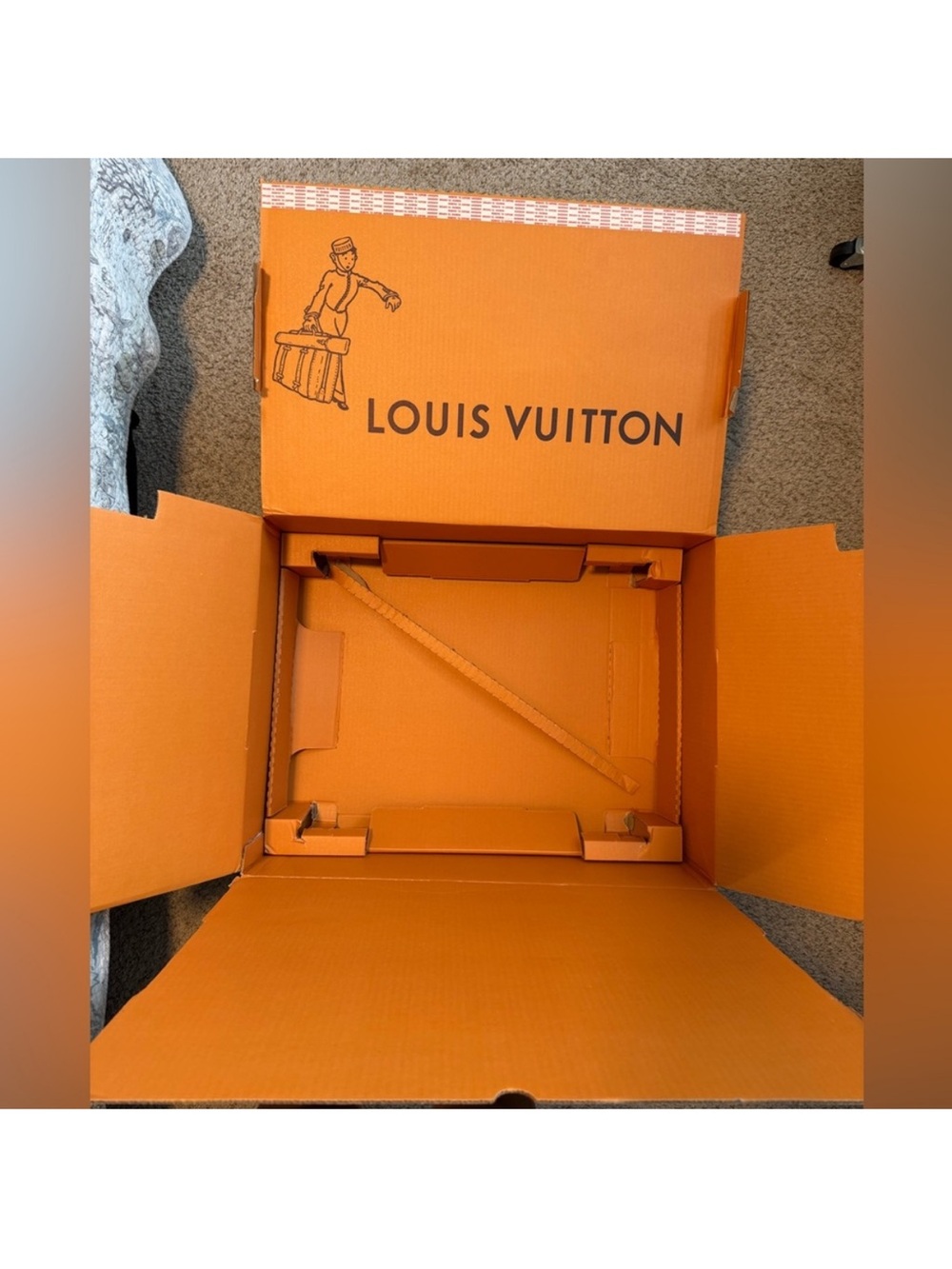 Louis Vuitton Orange Branded Fold-Out shipping Box
